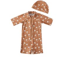 Il Bambini - UV-Zwempak - swimsuit met mutsje - UPF50+ - Toffee palmbomen - maat 74/80