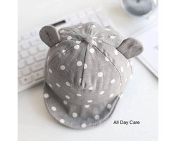 Jumada - Baby petje - Met oortjes - Witte stippen - Kinderen - Grijs - 1 stuk