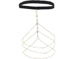 Ketting met kristallen lichaamssieraden voor vrouwen - Boho stijl - Waterdiamant - Sexy been en dijbeen siering - Bikini accessoire - Strand fashion - Maat 45 - Niet-Edelmetaal