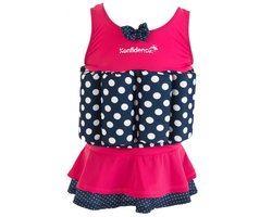 konfidence float suits pink polka 2-3jaar zwempak met blokjes