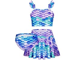 Meisjesbikini set met rok, bustier en bikinislip voor kinderen - Badmode voor meisjes met bijpassende tankini