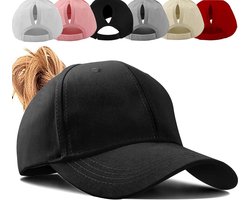 Pet voor paardenstaart dames baseball hoge uniseks verstelbaar rommelig haar zwart Eén Maat