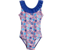 Playshoes Badpak Uv-werend Bloemen Blauw/roze Maat 98/104