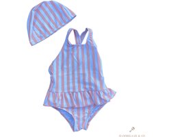 Rammelaar&Co Badpak Soft Orange Stripes – Badpak Meisjes – Maat 3 jaar