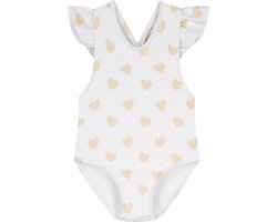 Supercute baby badpak wit hartjes met gekruiste bandjes maat 62/68