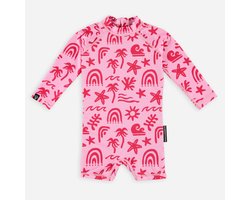 TROPICAL VIBES PINK BABY - 68/74 - Zwempakje lange mouw UV50+ bescherming