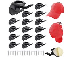 TTGoods - Zelfklevende haakjes voor petten en hoeden - Zwart - Geen boren nodig - Praktische pet houder voor aan de muur