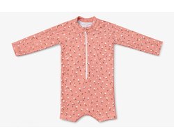 UV Zwempakje – Flowers Coral Pink - Roze – Bloemenprint – Maat 68/74 – Baby's - Peuters - Meisjes