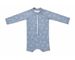 UV Zwempakje – Palms Pale Blue - Blauw – Print – Maat 92/98– Baby's - Peuters - Meisjes - Jongens