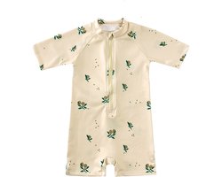 UV Zwempakje – Vanilla Leafs - Creme – Print – Maat 86/92 – Baby's - Peuters - Meisjes - Jongens