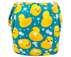 Wasbare Zwemluier – One Size 8–25 kg – Geel Badeend – Verstelbaar & Duurzaam