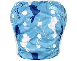 zwemluier baby's verstelbaar vanaf 6 maanden 5 kg tot ongeveer 15 kg (print licht blauw konijn)