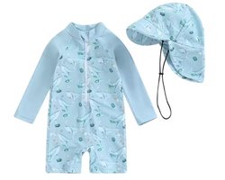 Zwempak voor Jongens - Maat: 74/80 - Thema: Walvissen - Badpak / UV Zwem Pak - Unisex - Zonbescherming - Hoge Kwaliteit - Inclusief Muts / Hoedje - Vakantie & Zwembad - Zwemmen - Baby Badpak - Baby Zwemmen - Babybadpak - Zomer UV Badpakje UPF50+