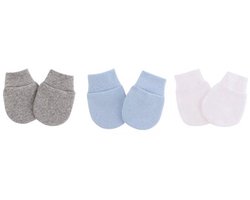 3 paar - Newborn Baby Krabwantjes blauw - Anti krabwantjes - wantjes