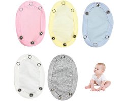 5 stuks Romperverlenger - Unisex Baby Rompertje Extender - Baby Romper Verlengstuk Bodysuit - Vestverlenging - 13x9 cm - Knoopdiameter ongeveer 9 mm - babykleding extensions: vest, bodysuit, onesie, kruis - Dubbellaags katoen voor pasgeborenen