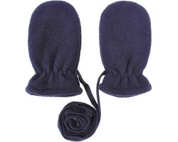 Baby Fleece Winterwantjes met Koord – Navy – 3-18 Maanden – Warme Handschoenen met Voering