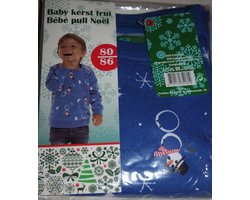 baby kerst trui blauw 80-86 - kersttrui jongens