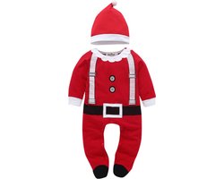 Baby Kerstpakje Kerstman – Romper/Onesie/Rompertje met Muts – Zacht Katoenmix – Maat 80 (9-12 mnd)