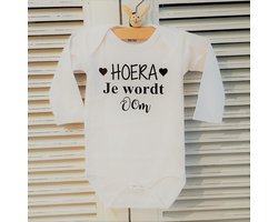 Baby Rompertje met Tekst HOERA! Je wordt oom | lange Mouw | Cadeau voor Zwangerschap | Bekendmaking | Aankondiging | Aanstaande