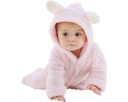 Budino® Baby Onesie - Baby Romper - Baby Pyjama - Baby Pakje - Baby Verkleedkleding - Baby Kostuum - Dier - Beer - Roze - maat 80