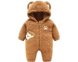 Budino® Baby Onesie - Baby Romper - Baby Pyjama - Baby Pakje - Baby Verkleedkleding - Baby Kostuum - Dier - Dear Beer - Bruin - maat 80