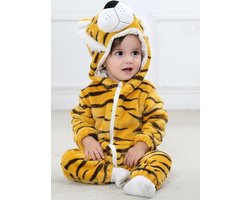 Budino - Baby - Onesie - Verkleedkleding - Pyjama - Romper - Tijger - Bruin - maat 100