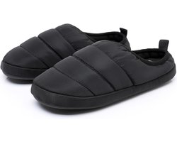 Dons katoenen pantoffels voor heren, brede pantoffels met antislip rubberen zool, winterschoenen, warme slippers voor binnen en buiten