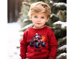 Foute kersttrui voor jongens-stoere kerst sweater-cool santa met eigen naam-Maat 86/92