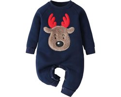 Kerst baby kleding - Kerstkleding baby - Kersttrui - Stijlvol, Zacht en Warm – Donkerblauw – Maat 62/68 (2-6 maanden)