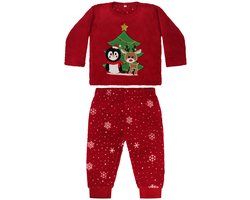 Kerst Baby Setje Pakje Pinguin Rendier Rood - Maat 74 - Voor over romper - Baby kleding babykleding jongens meisjes - Kerstkleding