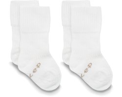 KipKep Blijf-Sokjes - OffWhite - 0-6 maanden - baby sokjes - 2 paar - zakken niet af - biologisch katoen - wit