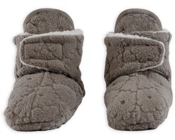Lodger - Antislip babyslofjes - Klittenband - Fleece - 6-12 maanden - Bruin