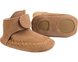 Lodger Walker - Leren Babyschoenen met Antislip - Oranje - Maat 20 - 13cm - Klittenband - Echt Leer - Baby Slofjes Buiten