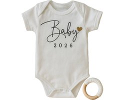 LuukyBB - Baby Rompertje 2026 - Wit Goud - Aankondiging Zwangerschap Bekendmaking Zwangerschapsaankondiging - 3 Maanden Maat 62 - Jullie Worden Opa en Oma - In Verwachting Cadeau - In Verwachting Aanstaande Mama Papa - Oom Tante - Pregnancy Announce