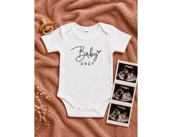 Baby Rompertje 2027 - Wit Goud - Aankondiging Zwangerschap Bekendmaking Zwangerschapsaankondiging - 3 Maanden Maat 62 - Jullie Worden Opa en Oma - In Verwachting Cadeau - In Verwachting Aanstaande Mama Papa - Oom Tante - Pregnancy announcement