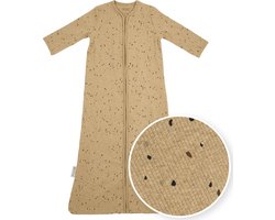Meyco Baby Rib Mini Spot baby slaapzak met mouwen - toffee melange - 90cm - 1.0 TOG