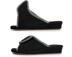 Pantoffels voor dames, sleehak met badstof, open teen, met plaksluiting, voor gezwollen voeten, sandalen met kurkzool