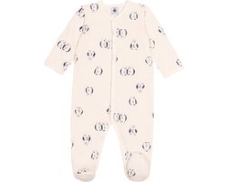 Petit Bateau Babypyjama van geruwde fleece met bloemetjesbedrukking op de kraag