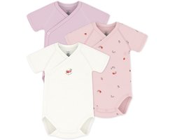Petit Bateau Set van katoenen babyrompertjes met print en korte mouwen Meisjes Rompertje - Roze + Roze + Wit/Roze