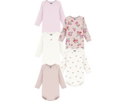Petit Bateau Setje met 5 katoenen body's met lange mouw en bloemenprint voor baby's