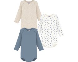 Petit Bateau Setje van katoenen babybody's met lange mouw en hartjesprint