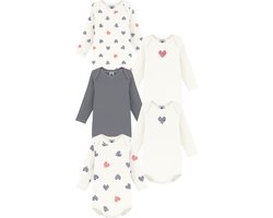 Petit Bateau Setje van katoenen babybody's met lange mouwen en hartjesprint