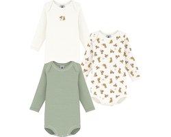 Petit Bateau Setje van katoenen body's met lange mouw en luipaardprint voor baby's