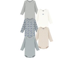 Petit Bateau Setje van katoenen body's met lange mouw en walvissenprint voor baby's