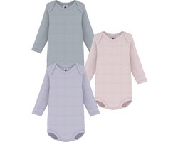 Petit Bateau Setje van opengewerkt katoenen babybodys met lange mouwen