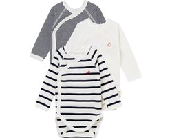 Petit Bateau Trio van babyrompertjes met lange mouwen