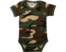 Romper Baby camouflage woodland met korte mouw-56