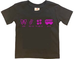 Shirt Aankondiging zwangerschap Rebus Ik word grote zus | korte mouw | zwart/fluor pink | maat 86/92 zwangerschap aankondiging bekendmaking Baby big sis sister Grote Zus