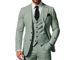 Slim Fit 3-Delig Herenpak met Peak Revers - Blazer, Vest en Pantalon voor Bruiloft & Zakelijk