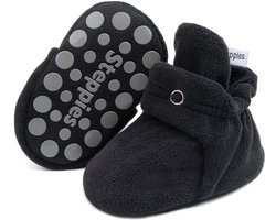 Steppies - Babyslofjes Antislip voor Jongens en Meisjes - Zwart - 12-15 Maanden (13cm) - Schoenmaat 20-21 - Stappertjes